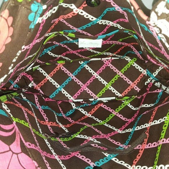 Vera Bradley Crossbody Purse Lola Handbag Brown Pink Green Blue Retired 2013 - Picture 6 of 10